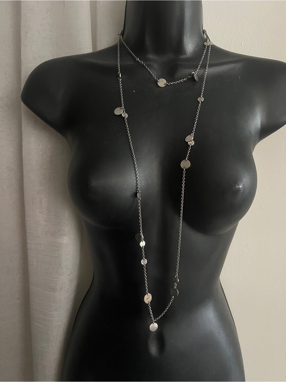 HERMÈS Confettis 120 Long Necklace 52” Sterling Silver 925 & 18K Rose Gold AU750